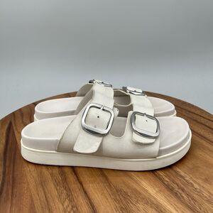 Cristina Francini Sandals Womens Size 8 White Leather Slide Slip On Summer